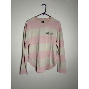 G Star Raw Striped Graphic Rugby Shirt Pink Beige Cotton Size L